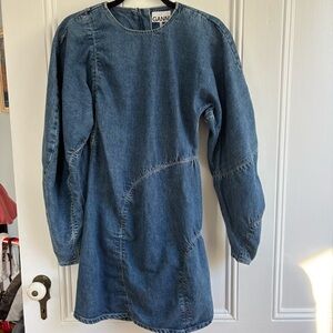 Ganni Medium Blue Denim Mini Dress